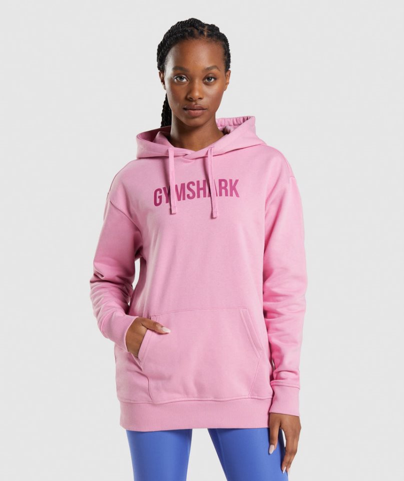 Bluzy Z Kapturem Gymshark Apollo Oversized Damskie Różowe | PL 815KLF